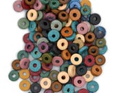 6mm Washer Round, Earthy Color Mix, Mykonos Greek Ceramic Beads, Pkg 100