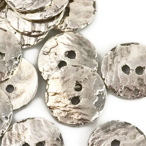 16mm Button, Fine Silver, Mykonos Beads, Pkg 6