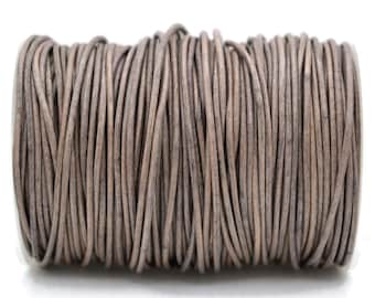 1.5mm Round Leather Cord - Natural Grey - Genuine Leather