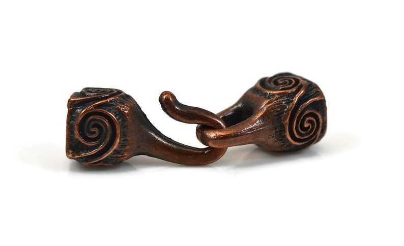 Wave Clasp Hook Closure, Bronze, Mykonos Greek Beads, Glue In Clasp for Cord with 7mm Opening, Pkg 1 or 4 image 1