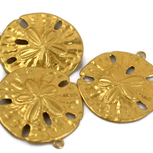 6 Brass Sand Dollar Pendant - Raw Brass