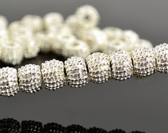 8mm Bali Style Bead, Fine Silver, Sea Urchin Style Bead, Mykonos Beads, Pkg 12