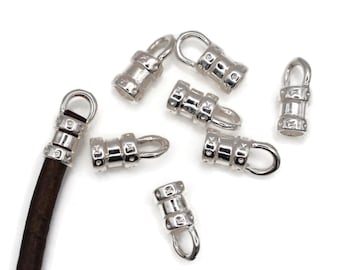 3mm Crimp End with Loop - Silver - Pkg 12
