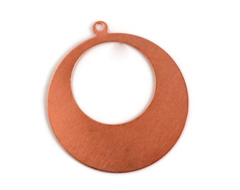 Large Hoop Copper Blank, 24 Gauge Raw Copper, 38mm, Pkg 6
