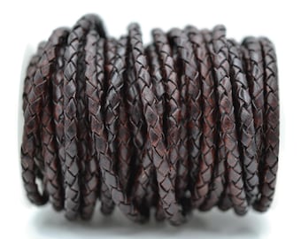 5mm Braided Bolo Leather Cord - Natural Legacy Brown