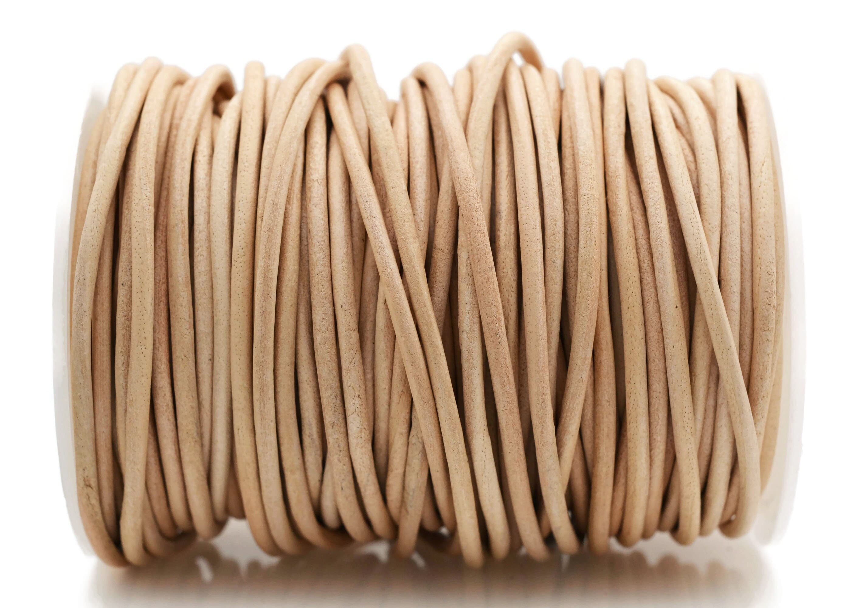 3mm Natural Leather Round Cord, Matte Finish, Genuine Leather