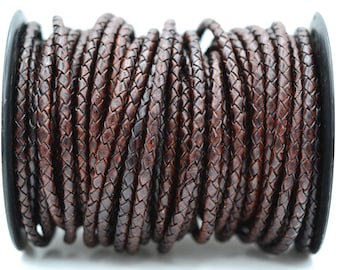 4mm Braided Leather Bolo Cord - Natural Legacy Brown