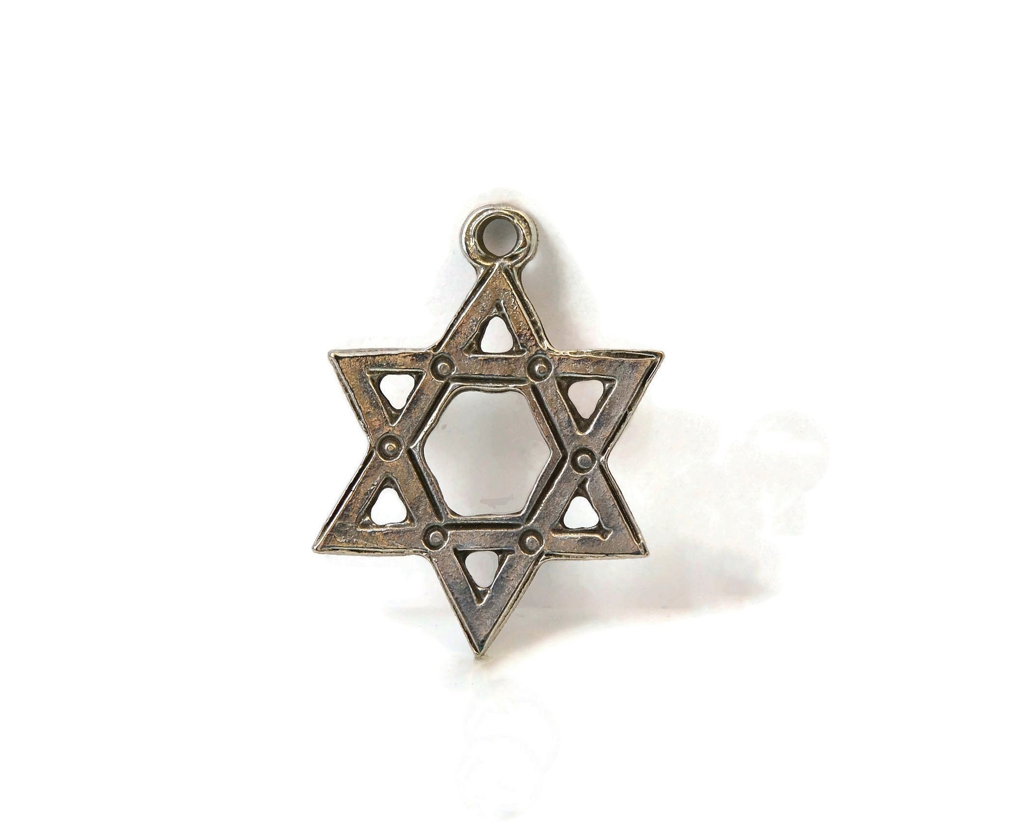 Star of David pendant, 25mm, Fine Silver, Mykonos Beads, Pkg 4