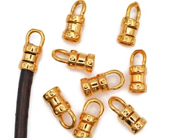 3mm Crimp End with Loop - Gold - Pkg 12