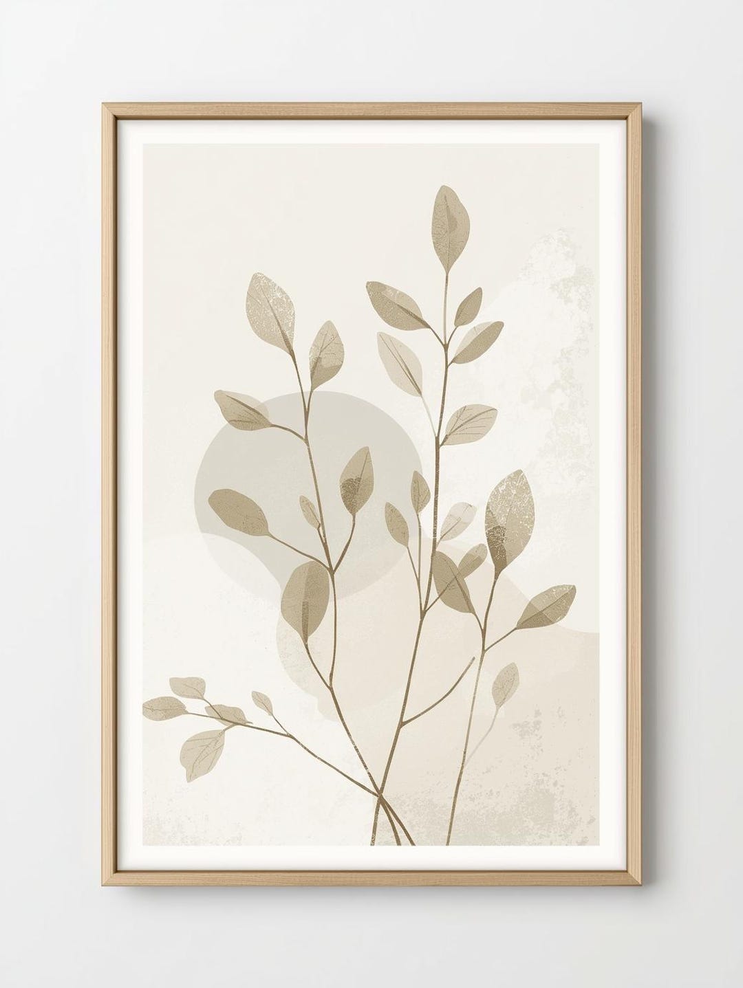 Neutral Botanical Wall Art Print – Minimalist Leaf Illustration, Modern ...