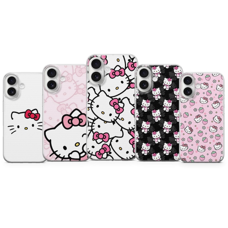 Funda para teléfono Hello Kitty / Funda con diseño de gato de dibujos animados / iPhone 17, 16, 15, 14, 13, 12, 11 / Samsung S25, S24, S23 / Pixel 10, 9, 8, 7, 6 imagen 1