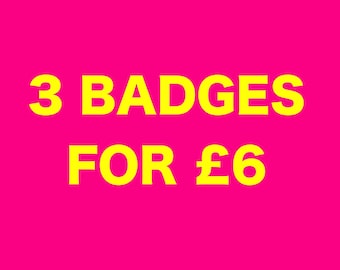 3 x Vintage Style 58mm Badge Pin | Retro 60s 70s 80s 90s Y2K Button