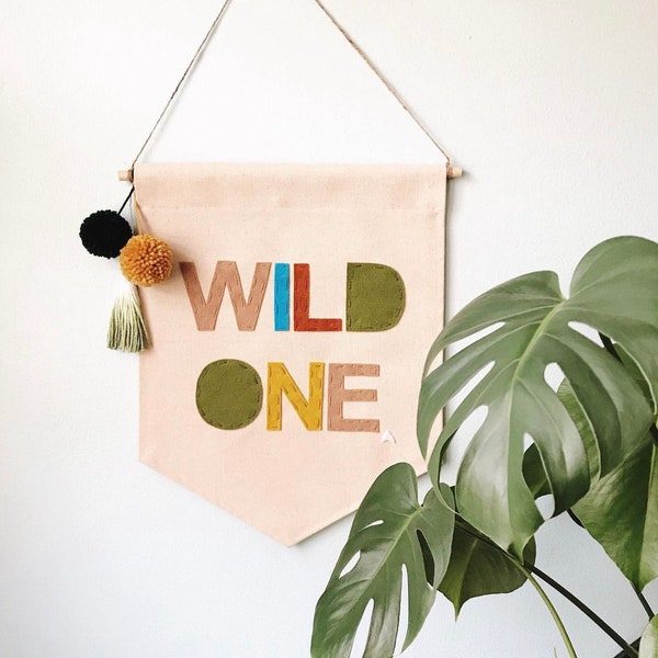 WILD ONE - Canvas wall Banner - 19 x 13in