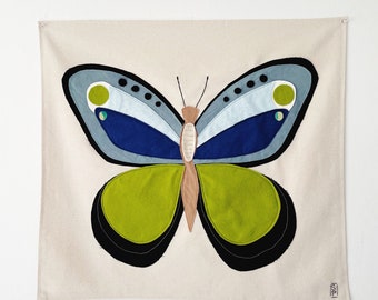 Blue and Green Monarch butterfly large tapestry