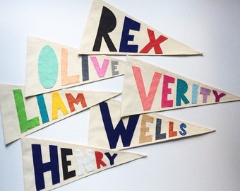 Custom Name Pennant - Custom wall banner - Canvas flag
