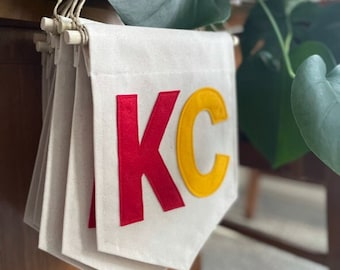 KC Banner - City or State canvas banner - 8 x 11.5 inch - Wall hanging Chiefs Kingdom