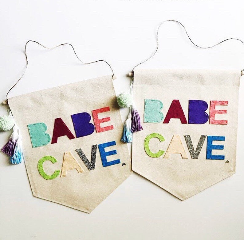 Babe Cave Wall Banner 19 x 13in Canvas Banner Wall hanging image 1