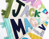 Personalized Name Pennant flag for nursery Canvas Flag Name Banner Monthly Photo Baby Shower Gift Kids Room Shared Kid room decor