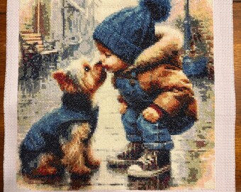 Handmade Yorkie Baby Cross Stitch