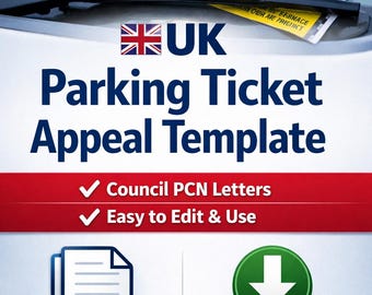 UK Parking Ticket Appeal Letter Template – Council PCN UK – Instant Download