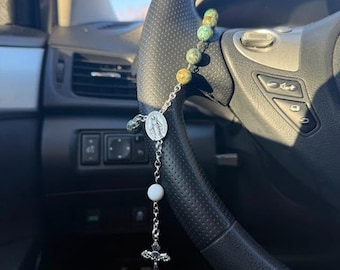 Handmade Gemstone Car Rosary – Catholic Faith Accessory