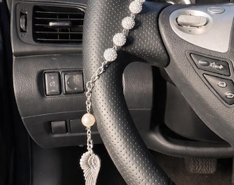 Handmade Rhinestone Car Rosary – Catholic Auto Charm, Faith Accessory