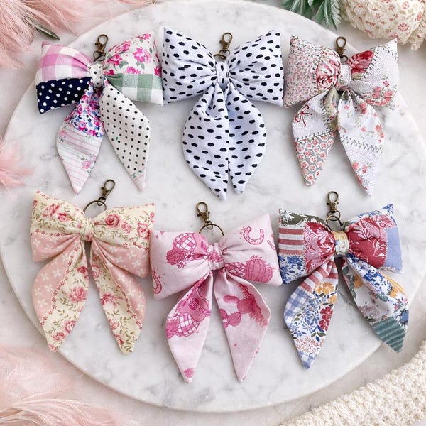 Handmade Puffy Bow Keychain | Preppy Bag Charm