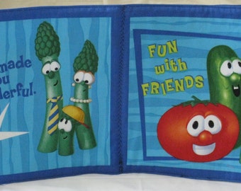 Beutiful colorful Cloth Book fabric panel " Fun with Friends" Tomato, Carrots, Peas, cucumbers for VIP