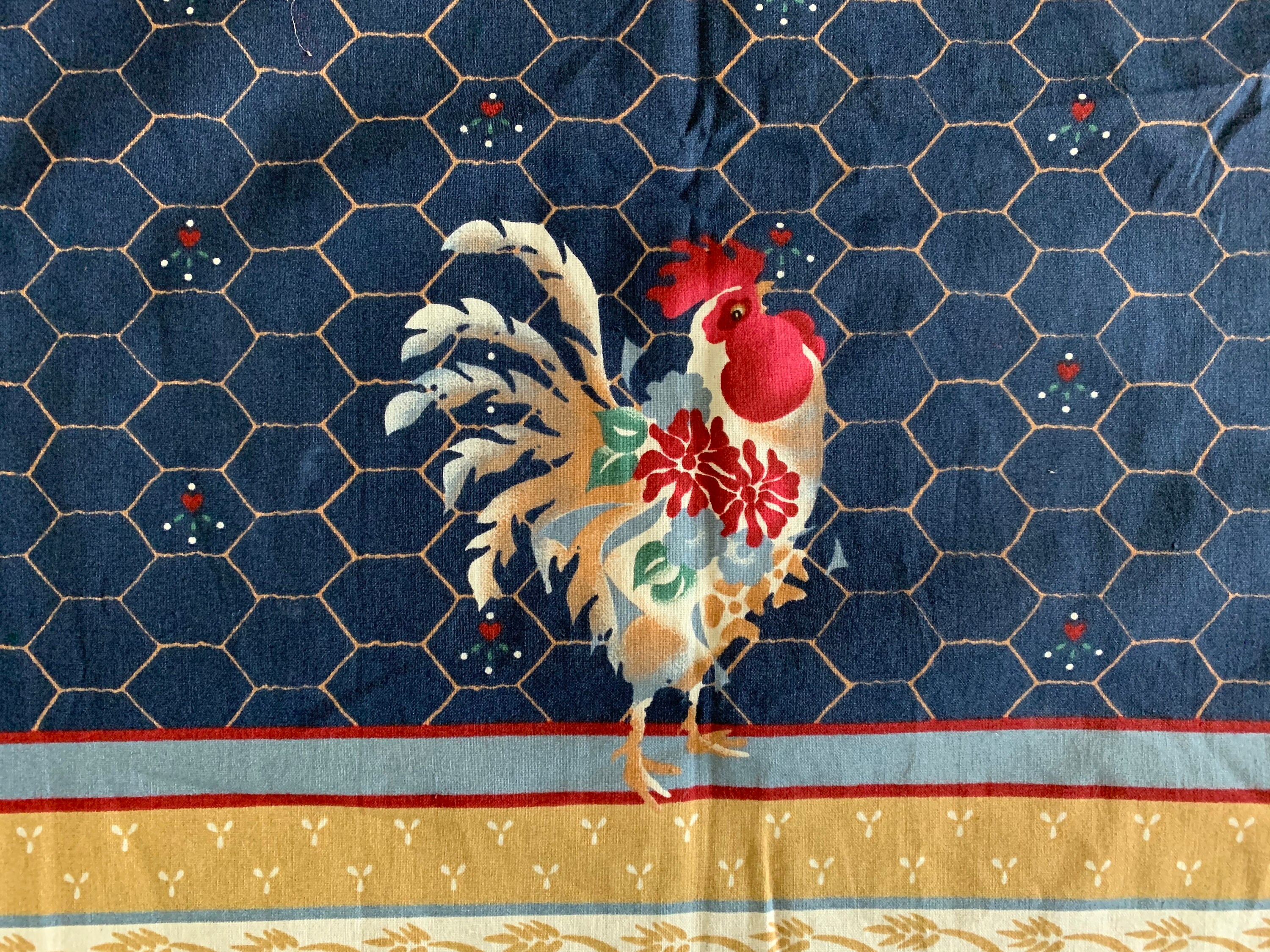 Vintage Designer Rooster Cotton Fabric Placemats or Apron Etsy New