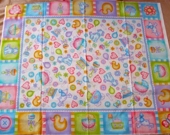 Baby Designer new Quilt Panel photo #2 by David Textiles only first photo in pink, green, yellow, purple, butterflies, flowers