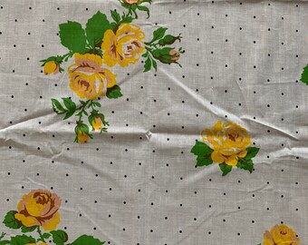 Beautiful designer cotton fabric in yellow, green & black dots on white