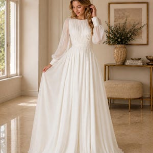 long sleeve white maxi dress modest Modest Summer Maxi Dress - FARES - White - Textured Fabric