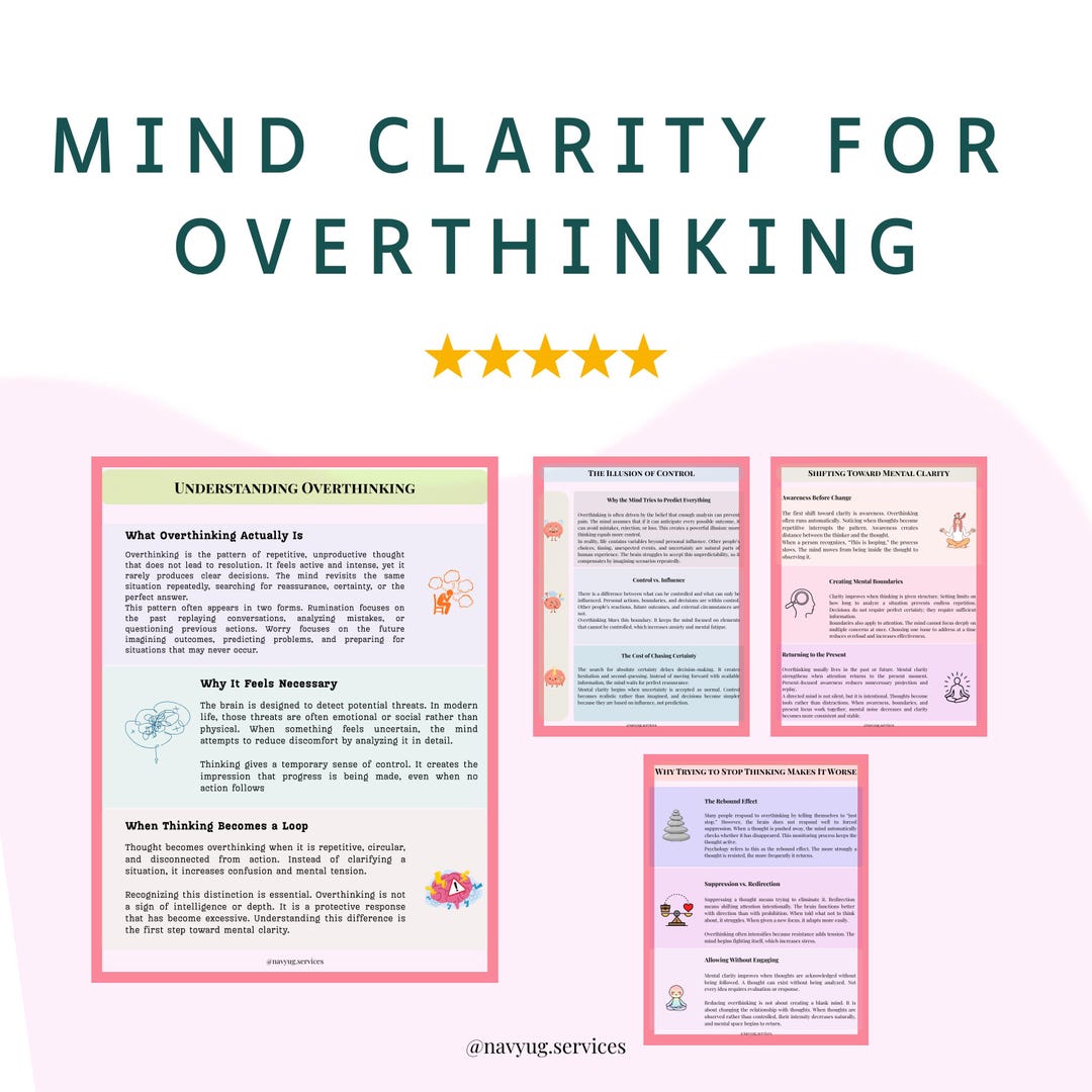 Overthinking Workbook | Mental Clarity Journal | Anxiety Relief ...
