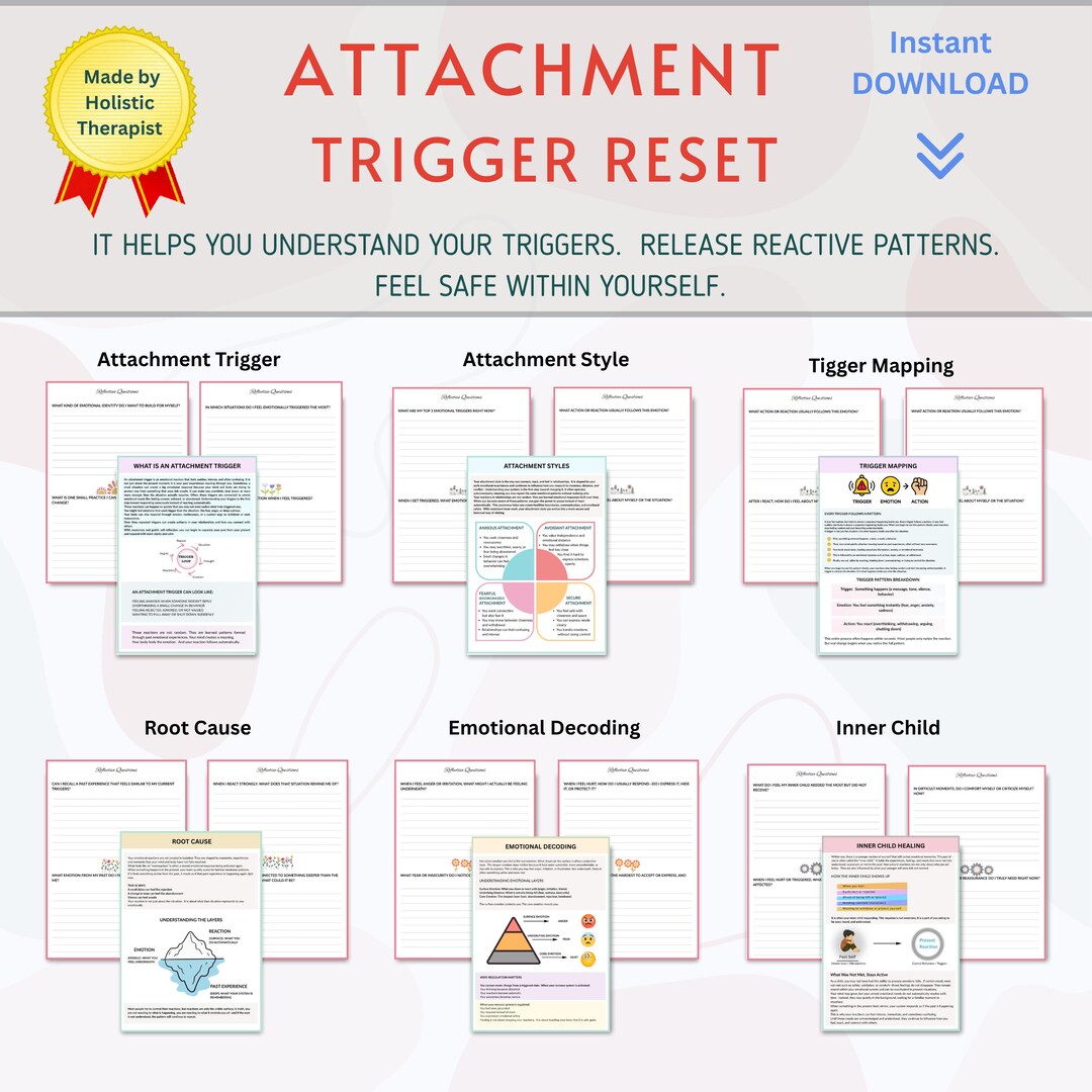 Attachment Triggers Workbook | Anxious & Avoidant Healing Guide ...