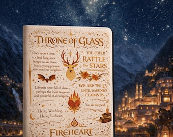 Funda desmontable para Kindle de Throne of Glass TOG Fantasy, Fireheart Terrasen Celestial Design, Paperwhite de 11.ª y 12.ª generación de 6,8 pulgadas, con correa de mano.