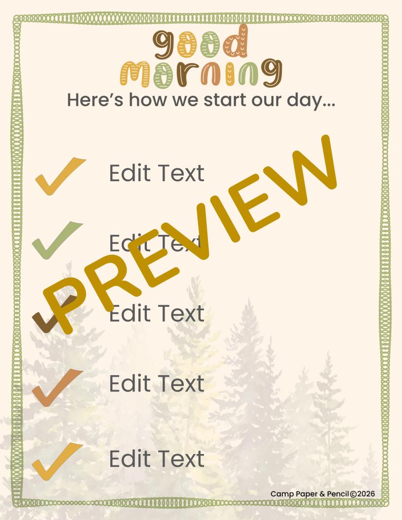 Calm Classroom Morning Routine Chart | Editable Visual Checklist for ...