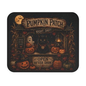 Podkładka pod mysz z dyniowym wzorem na Halloween | Podkładka pod mysz z czarnym kotem | Dekoracja biurka z duchem | Prezent z dyni Jack O'Lantern
