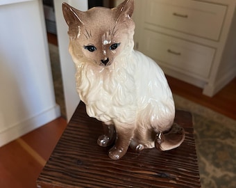 Vintage Joan Debethel Ceramic Cat Figurine: 1986 Rye Pottery Hand