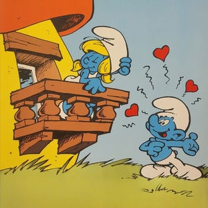 If You Love Someone... Tell Them - Vintage Smurf Poster from 1980s
