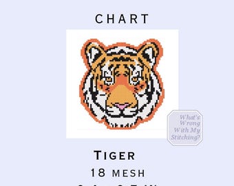 Tiger Needlepoint Design 18 Mesh - Instant Download