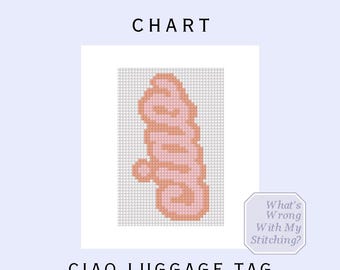 CIAO Luggage Tag Insert 2x3 inches 18 Mesh- Needlepoint Digital Stitch Chart- Easy Self Finish- Beginner Friendly