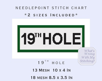Golf 19th Hole Needlepoint Pattern PDF -Gift for Golfer -Instant Download Stitch Chart - Fathers Day/Husband/Mens Birthday Present- Modern