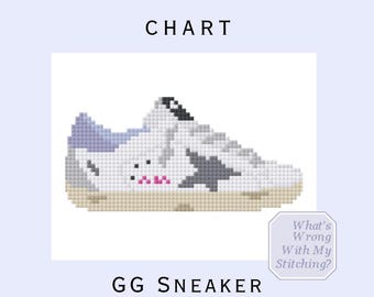 GG Sneaker Needlepoint Chart | Digital Stitch Chart PDF for Needlepoint Canvas 13 and 18 Mesh Patterns Included