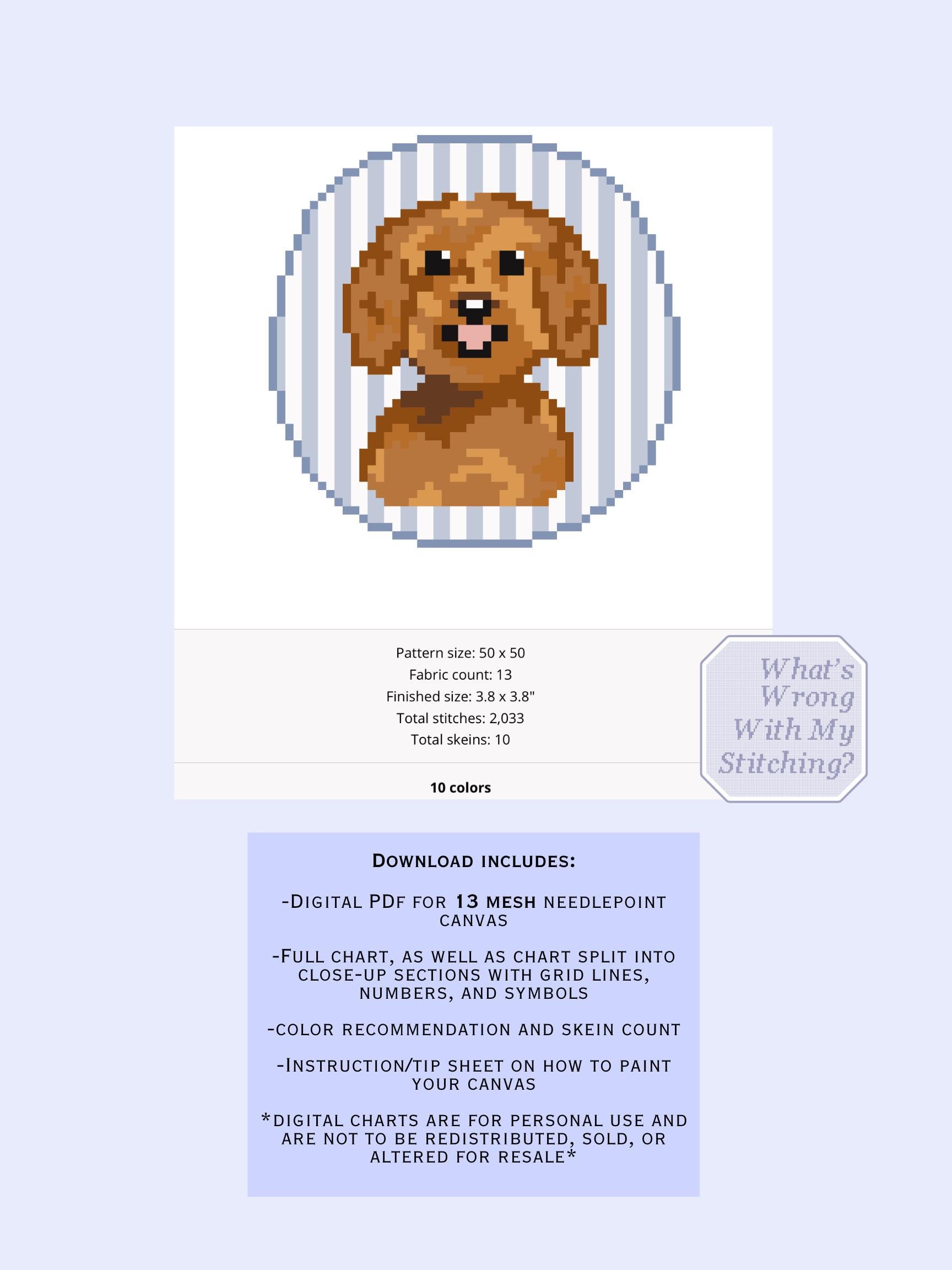 Cockapoo Reference Chart Cockapoo Stripe Background Needlepoint Chart/cross Stitch Digital Chart ...