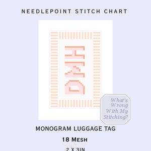 Etichetta per bagaglio con schema di ricamo a punto croce personalizzato con monogramma - Regalo da viaggio preppy - 18 maglie - Idea regalo per damigella d'onore - Regalo unico