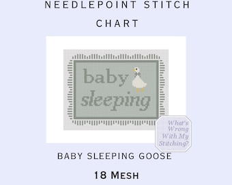 Tableau de broderie d'une oie endormie au format PDF/Impression/Guide de bricolage pour toile peinte à la main - Cadeau pour bébé - Accroche-porte pour chambre de bébé moderne - Cadeau pour nouveau-né