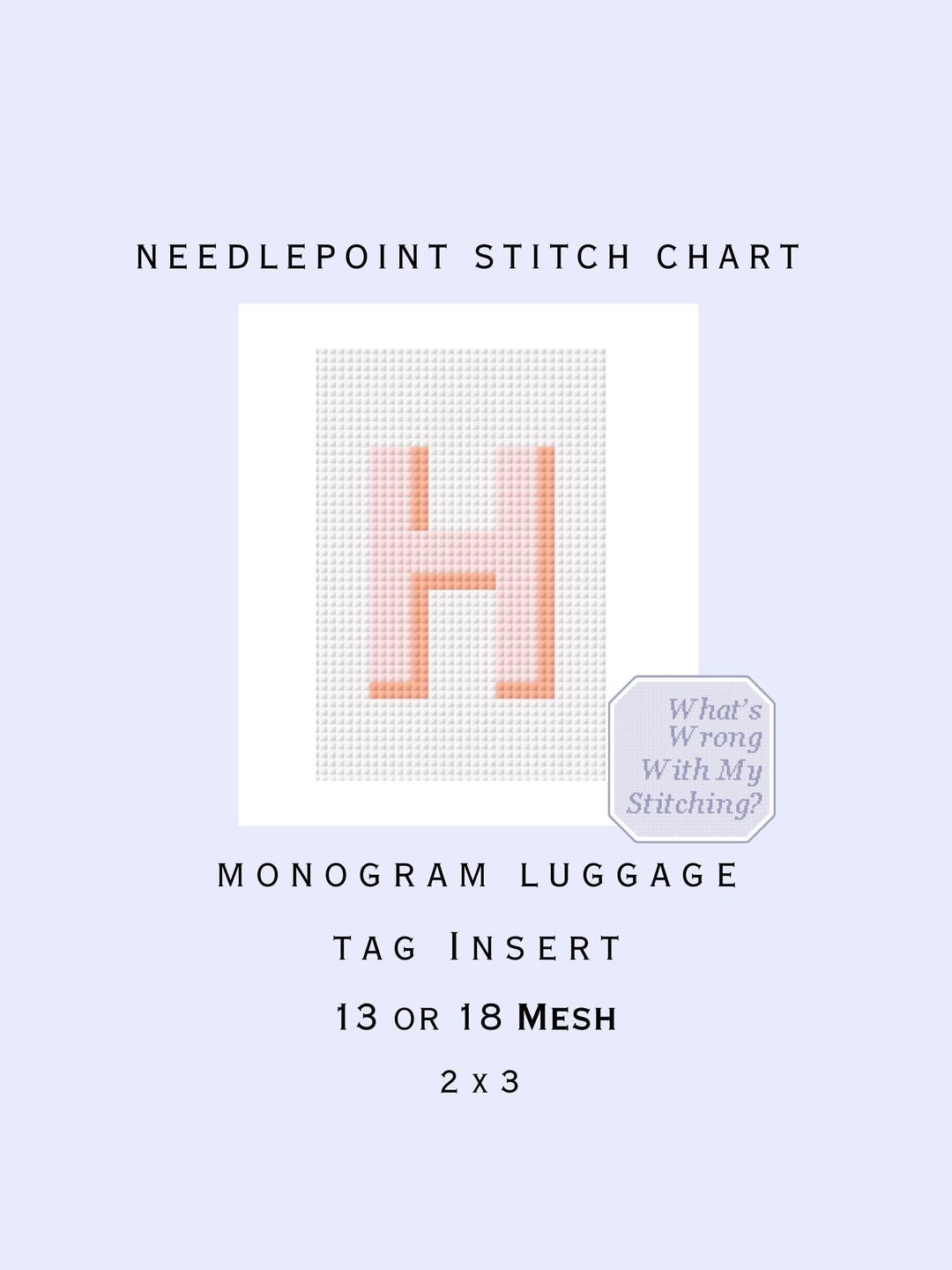 PERSONALIZED Monogram Luggage Tag Insert 2x3-13 or 18 Mesh Needlepoint ...