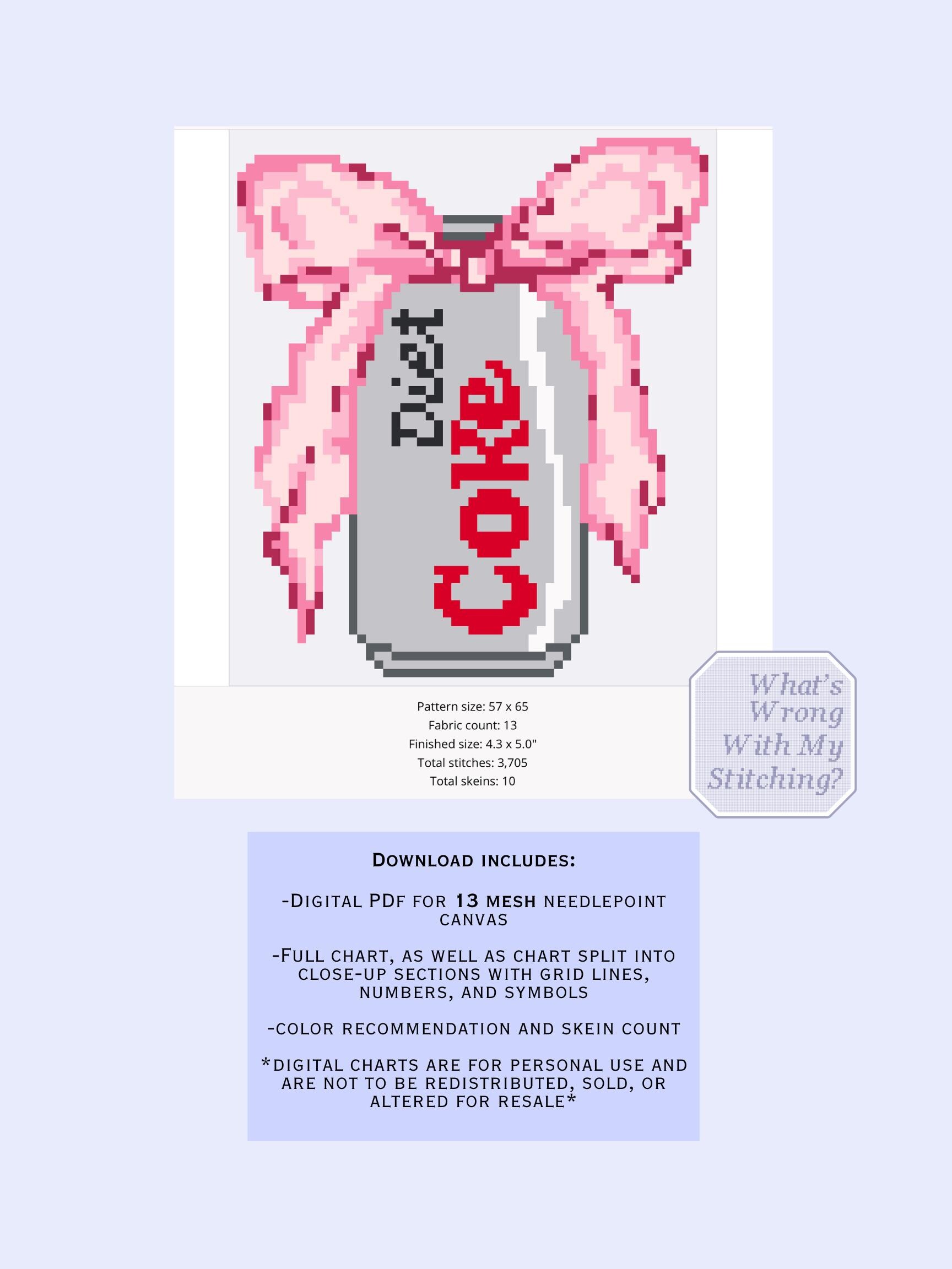 Diet Coke With Pink Bow Needlepoint Chart - Beginner Friendly (PDF ...