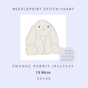 Smudge Rabbit Jellycat Needlepoint/ Cross Stitch Digital Pattern- Easy Beginner Project- Ornament/Bag Charm