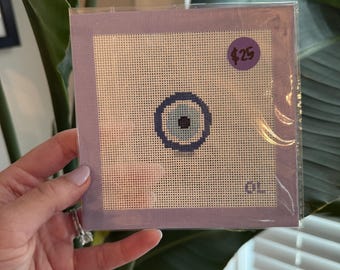 Mini Evil Eye Hand Painted Needlepoint Canvas 18 Mesh